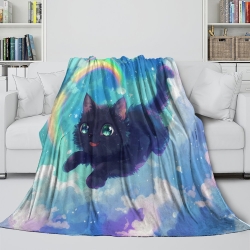 Chat Plaid en Polaire Imprimé 3D Couverture Douce Confortable pour Canapé Lit Bureau