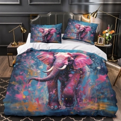 Éléphant Housse de Couette Imprimée 3D Douce 3 Pièces Literie Garçons Filles