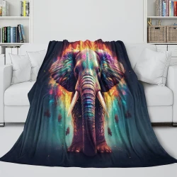 Éléphant Plaid en Polaire Imprimé 3D Couverture Douce Confortable pour Canapé Lit Bureau