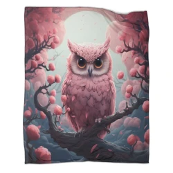 Hibou Plaid en Polaire Imprimé 3D Couverture Douce Confortable pour Canapé Lit Bureau