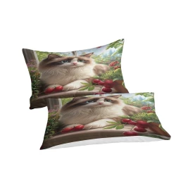 Chat ragdoll Housse de Couette Imprimée 3D Douce 3 Pièces Literie Garçons Filles