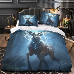 Renne Housse de Couette Imprimée 3D Douce 3 Pièces Literie Garçons Filles