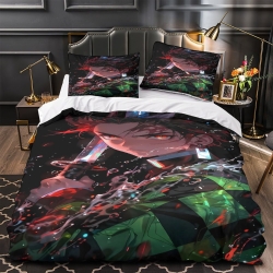 Tueur de démons: Demon Slayer Housse de Couette Imprimée 3D Douce 3 Pièces Literie Garçons Filles