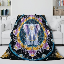 Éléphant Plaid en Polaire Imprimé 3D Couverture Douce Confortable pour Canapé Lit Bureau