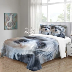 Shih Tzu Housse de Couette Imprimée 3D Douce 3 Pièces Literie Garçons Filles