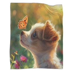 Pretty Chien Plaid en Polaire Imprimé 3D Couverture Douce Confortable pour Canapé Lit Bureau