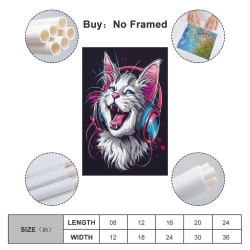 Chat Peinture sur toile sans cadre, impressions posters art mural pour déco maison chambre bureau