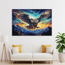 Hibou Peinture sur toile sans cadre, impressions posters art mural pour déco maison chambre bureau