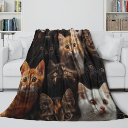 Chat Plaid en Polaire Imprimé 3D Couverture Douce Confortable pour Canapé Lit Bureau