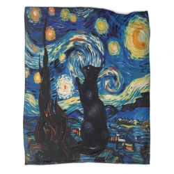 Cute Chat Plaid en Polaire Imprimé 3D Couverture Douce Confortable pour Canapé Lit Bureau