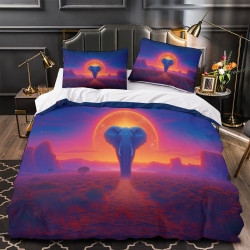 Elephant 3D Printed Duvet Cover Soft 3 Piece Boys Girls Bedding quilt cover