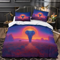Éléphant Housse de Couette Imprimée 3D Douce 3 Pièces Literie Garçons Filles