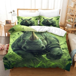 Rhinocéros Housse de Couette Imprimée 3D Douce 3 Pièces Literie Garçons Filles