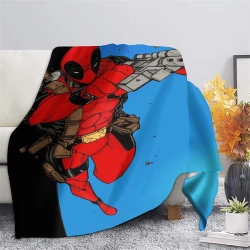 Marvel Deadpool Plaid en Polaire Imprimé 3D Couverture Douce Confortable pour Canapé Lit Bureau