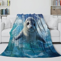 Seal 3D Printed Fleece Throw Blanket Soft Cozy Blanket for Couch Sofa Bed Office