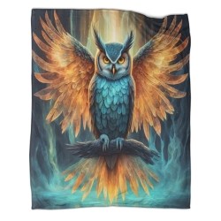 Hibou Plaid en Polaire Imprimé 3D Couverture Douce Confortable pour Canapé Lit Bureau