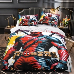 Deadpool Marvel Housse de Couette Imprimée 3D Douce 3 Pièces Literie Garçons Filles