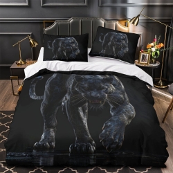 Panthère noire Housse de Couette Imprimée 3D Douce 3 Pièces Literie Garçons Filles