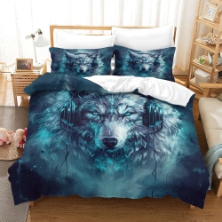 Loup Housse de Couette Imprimée 3D Douce 3 Pièces Literie Garçons Filles