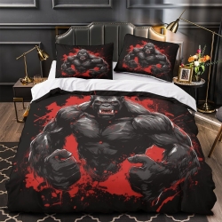 Gorille Housse de Couette Imprimée 3D Douce 3 Pièces Literie Garçons Filles