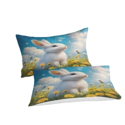 Lapin Housse de Couette Imprimée 3D Douce 3 Pièces Literie Garçons Filles