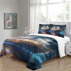 Voilier Housse de Couette Imprimée 3D Douce 3 Pièces Literie Garçons Filles