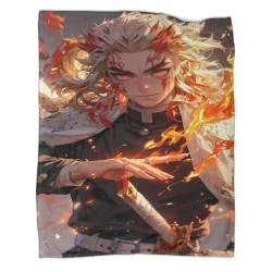 Tueur de démons: Demon Slayer Plaid en Polaire Imprimé 3D Couverture Douce Confortable pour Canapé Lit Bureau