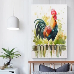 Coq Peinture sur toile sans cadre, impressions posters art mural pour déco maison chambre bureau