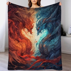 maléfique Dragon Plaid en Polaire Imprimé 3D Couverture Douce Confortable pour Canapé Lit Bureau