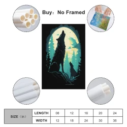 Loup Peinture sur toile sans cadre, impressions posters art mural pour déco maison chambre bureau