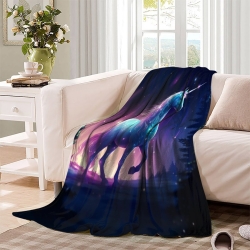 Licorne Plaid en Polaire Imprimé 3D Couverture Douce Confortable pour Canapé Lit Bureau