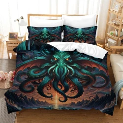 Mythe de l'horreur Cthulhu Housse de Couette Imprimée 3D Douce 3 Pièces Literie Garçons Filles