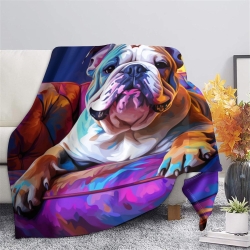 French Bouledogue Plaid en Polaire Imprimé 3D Couverture Douce Confortable pour Canapé Lit Bureau