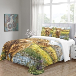 Vache des Highlands Housse de Couette Imprimée 3D Douce 3 Pièces Literie Garçons Filles