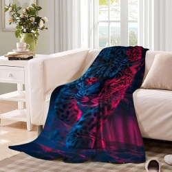 Léopard Plaid en Polaire Imprimé 3D Couverture Douce Confortable pour Canapé Lit Bureau