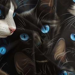 Cute Blue Eyed Chat Housse de Couette Imprimée 3D Douce 3 Pièces Literie Garçons Filles