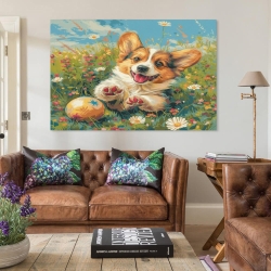 Corgi Peinture sur toile sans cadre, impressions posters art mural pour déco maison chambre bureau