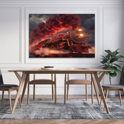Train à vapeur Peinture sur toile sans cadre, impressions posters art mural pour déco maison chambre bureau