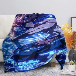 Tueur de démons: Demon Slayer Plaid en Polaire Imprimé 3D Couverture Douce Confortable pour Canapé Lit Bureau
