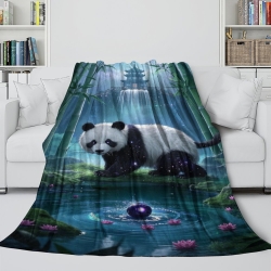 Panda Plaid en Polaire Imprimé 3D Couverture Douce Confortable pour Canapé Lit Bureau