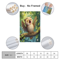 Hibou Peinture sur toile sans cadre, impressions posters art mural pour déco maison chambre bureau