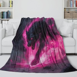 Loup Plaid en Polaire Imprimé 3D Couverture Douce Confortable pour Canapé Lit Bureau
