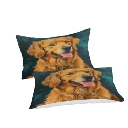 Golden Retriever Housse de Couette Imprimée 3D Douce 3 Pièces Literie Garçons Filles