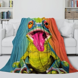 Grenouille Plaid en Polaire Imprimé 3D Couverture Douce Confortable pour Canapé Lit Bureau