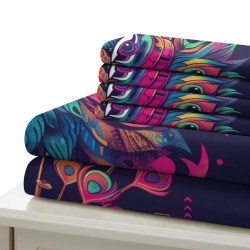 Paon Housse de Couette Imprimée 3D Douce 3 Pièces Literie Garçons Filles