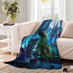 Paon Plaid en Polaire Imprimé 3D Couverture Douce Confortable pour Canapé Lit Bureau