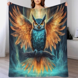 Hibou Plaid en Polaire Imprimé 3D Couverture Douce Confortable pour Canapé Lit Bureau