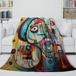 Art abstrait Plaid en Polaire Imprimé 3D Couverture Douce Confortable pour Canapé Lit Bureau