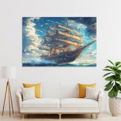 Voilier Peinture sur toile sans cadre, impressions posters art mural pour déco maison chambre bureau