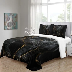 Panthère noire Housse de Couette Imprimée 3D Douce 3 Pièces Literie Garçons Filles